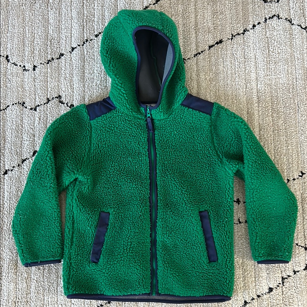Hanna Andersson kids size 130 (US size 8) cozy green hooded fleece jacket